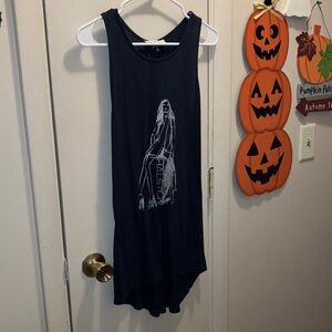 Halston Heritage Navy Tank with Silver Graphic Size XL Twisty Back